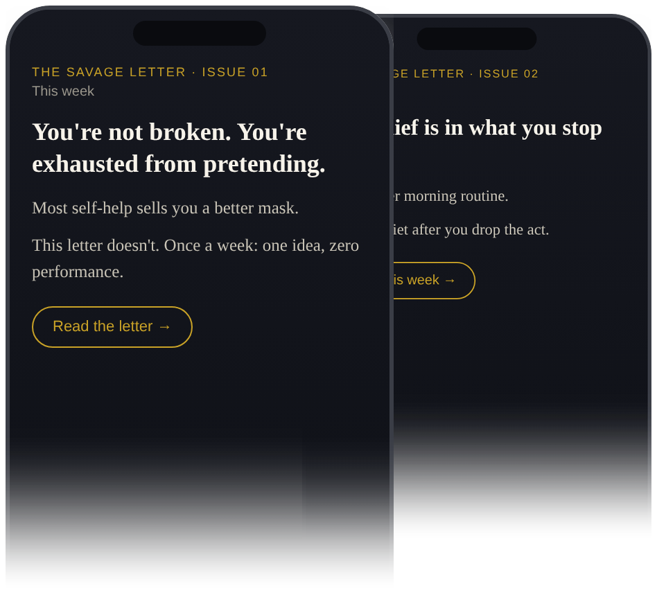 Community Sample issues of The Savage Letter on two phones